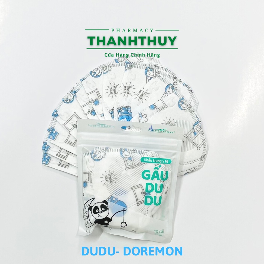 Túi 10 Cái Khẩu Trang Y Tế Cao Cấp Trẻ Em Kháng Khuẩn 3 Lớp Famapro Kids Gấu Dudu