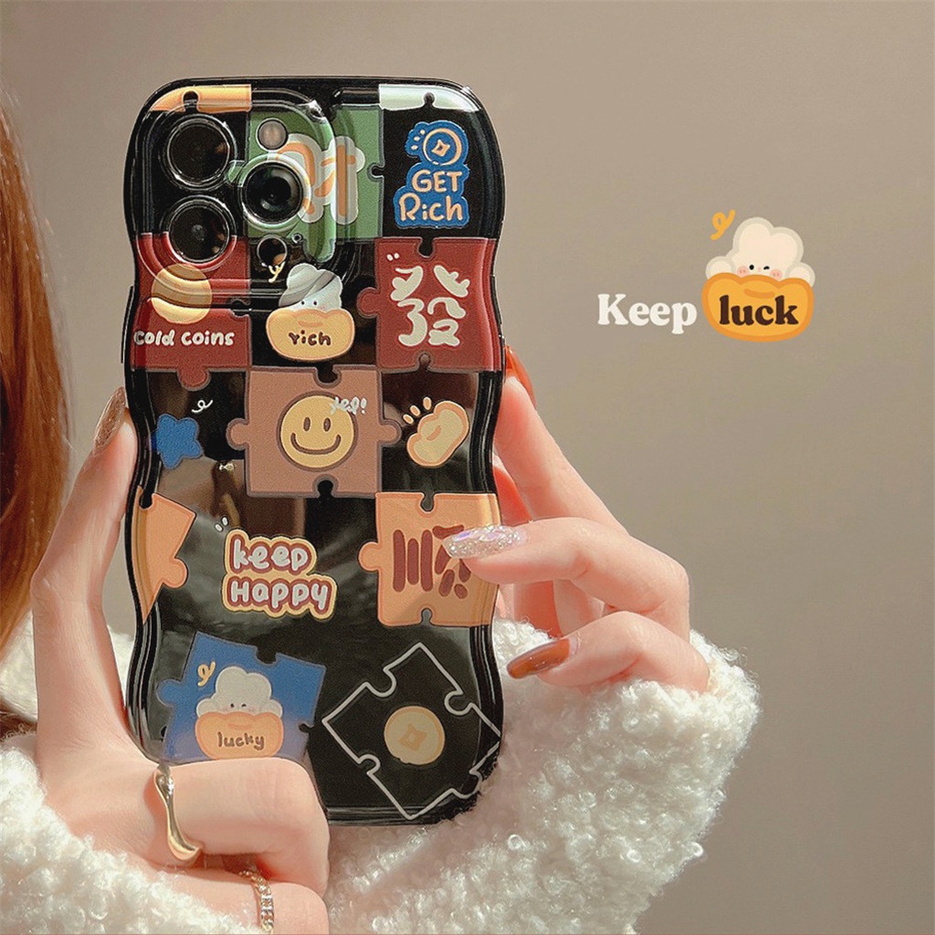 Ốp Điện Thoại TPU Mềm Đệm Khí Họa Tiết Mặt Cười Gợn Sóng Cho iphone 14 Pro Max 13 Pro Max 12 Pro Max