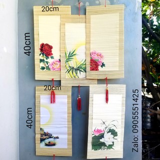 Mành tre viết thư pháp kích thước 20cm x 40cm