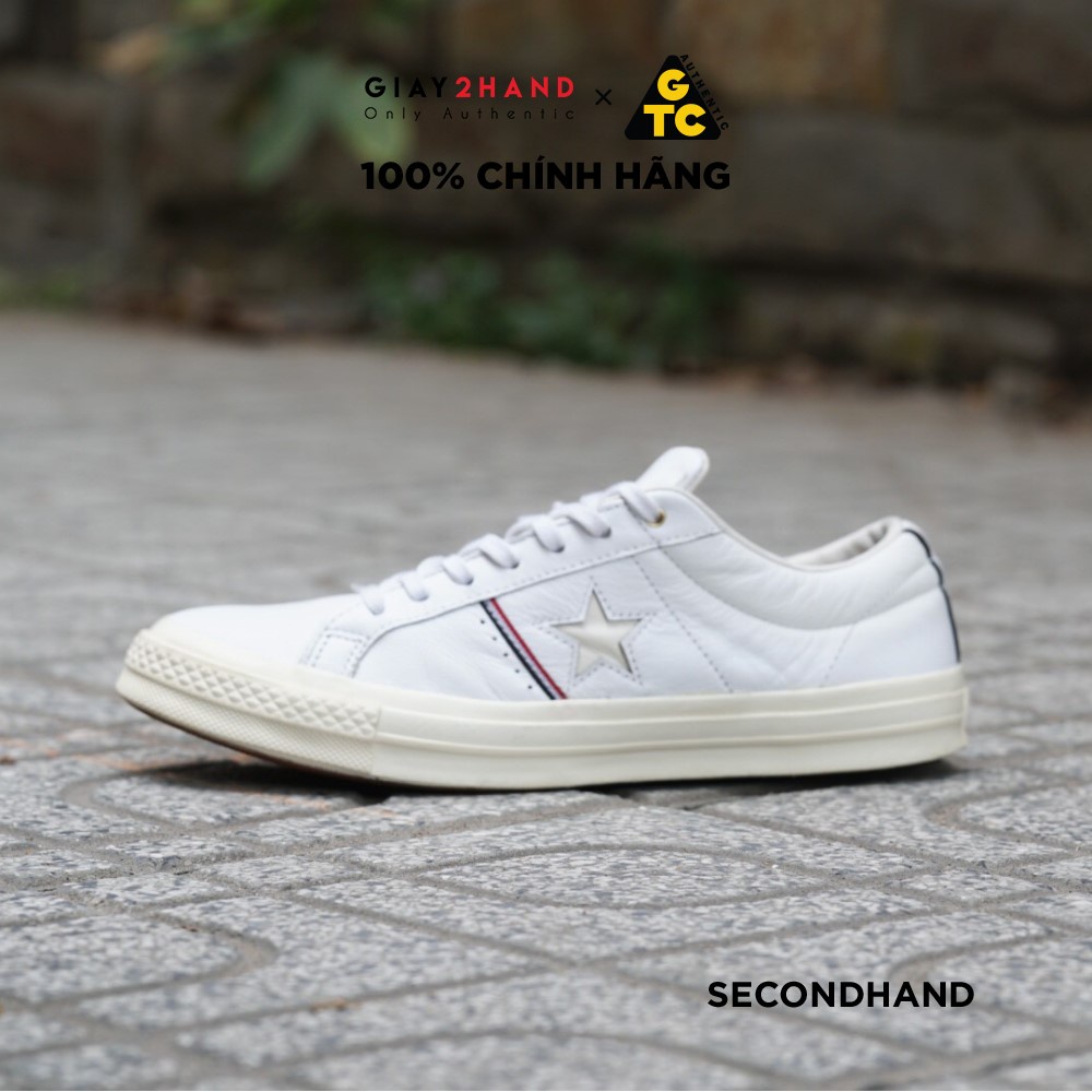 Giày Thể Thao CONVERSE ONE STAR OX WHITE LEATHER LOW 159694C CŨ CHÍNH HÃNG