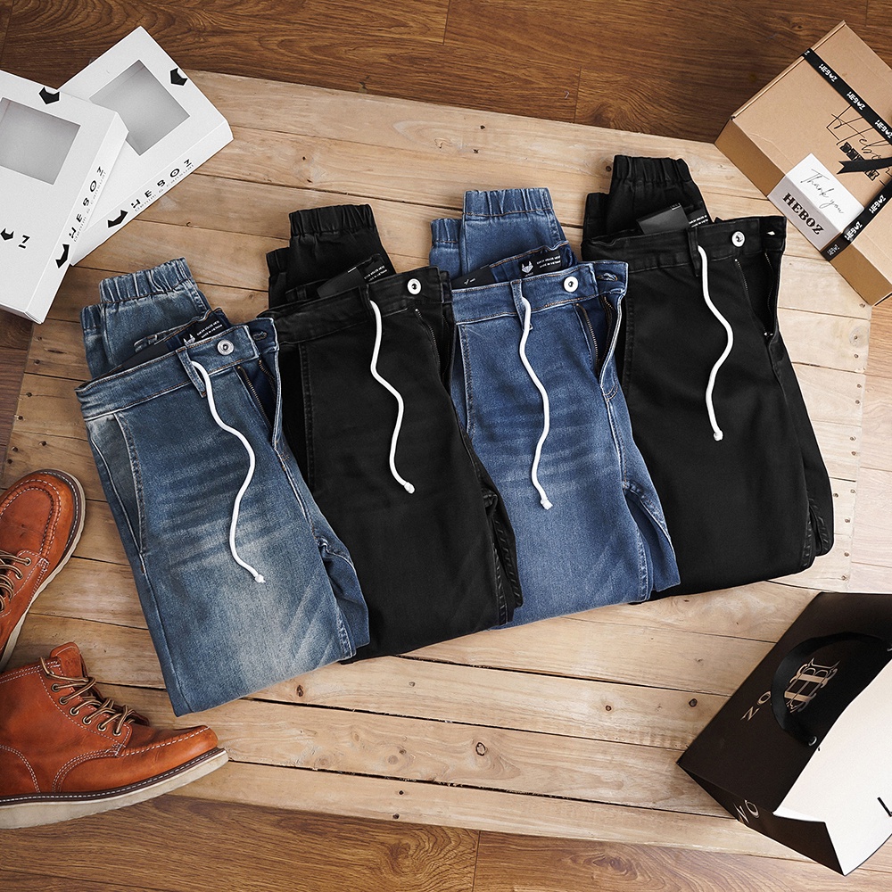 Quần dài nam jogger jeans ss23 Heboz 4M chất vải denim mềm co giãn tốt - 00001428