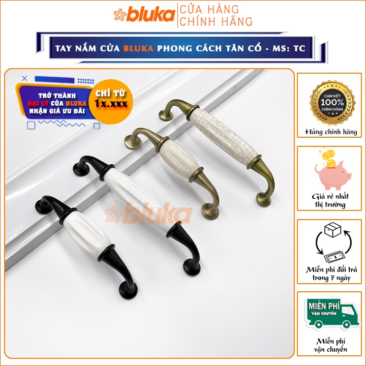 Tay Nắm Cửa Kiểu Tân Cổ, Tay Cầm Cửa Gỗ Tủ Quần Áo Ngăn Kéo TC BLUKA