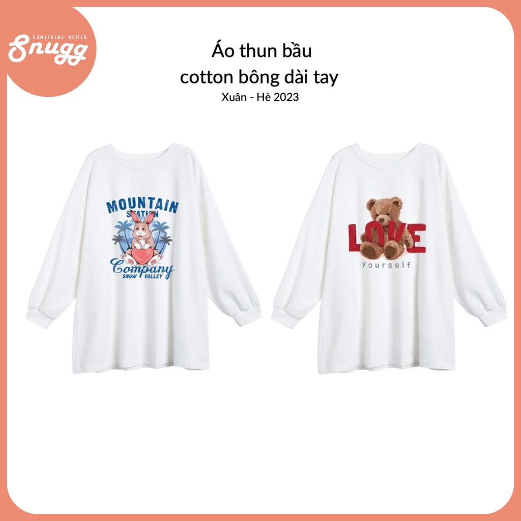 Áo thun bầu tay dài cotton bông mềm mát Xuân Hè 2023 SNU2171