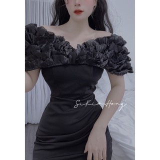 D966 ĐẦM BODY RỚT VAI HOA 3D