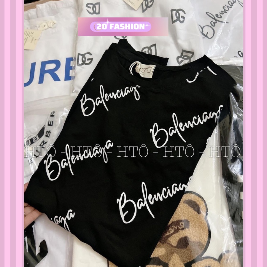 Áo thun tay lỡ hoạ tiết chữ balenciaga chất cotton đẹp, áo phông cộc tay thời trang trẻ trung, sang chảnh