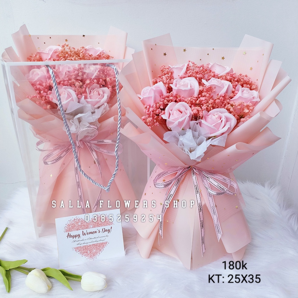 quà tặng sinh nhật] bó hoa sáp mix baby 180k và hoa nhũ kim tuyến tặng