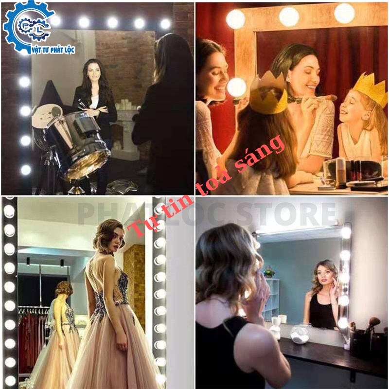 Bộ 10 Bóng Đèn Led Gắn Gương Bàn Trang Điểm, Dán Trang Trí Gương SF602-SF606 - Tăng Giảm Ánh Sáng 5 Chế Độ - Cải tiến