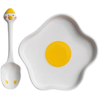 [ORDER]Set muỗng dĩa trứng sứ