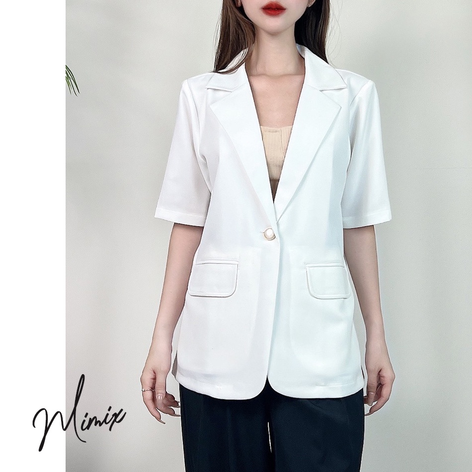 Áo blazer nữ trơn tay ngắn MIMIX phong cách công sở CV4150