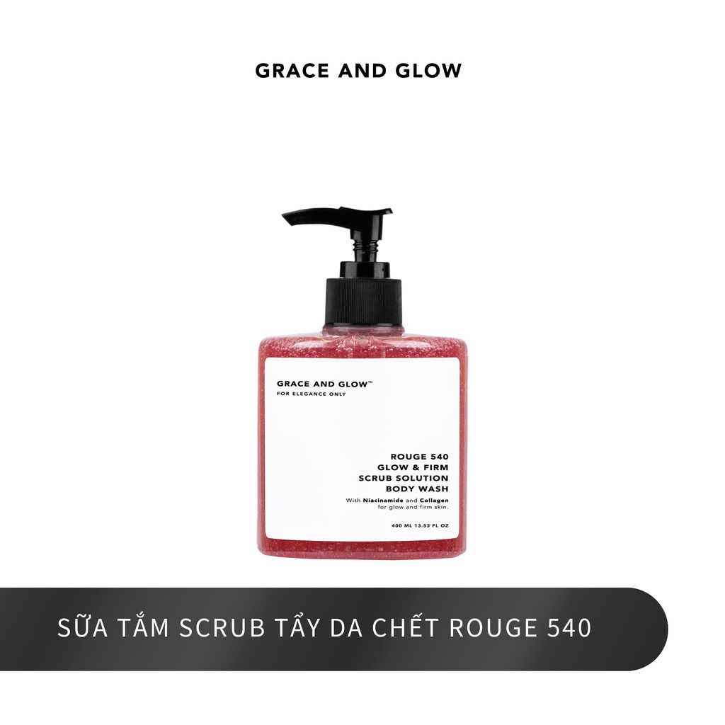 Sữa tắm tẩy da chết Grace and Glow Rouge 540 Scrub Solution body wash 400ml 5921-03