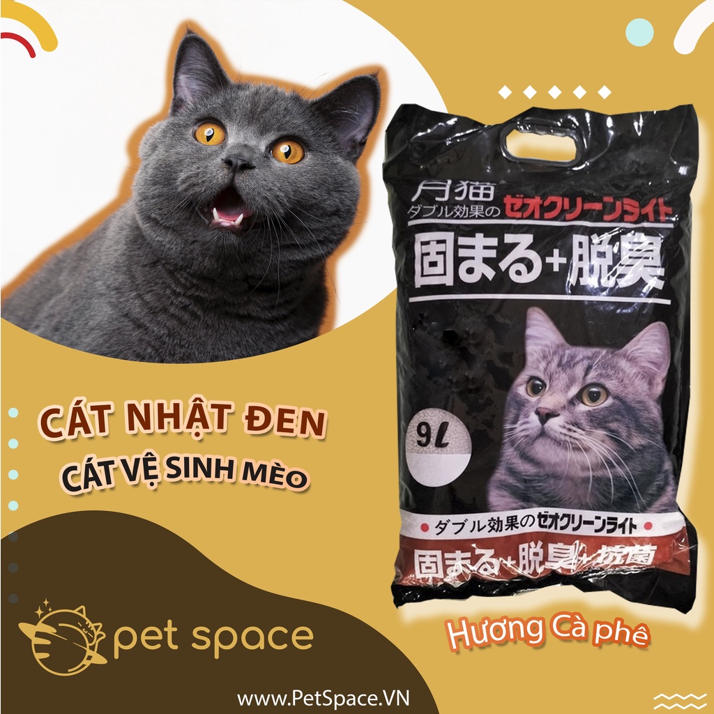 Cát Nhật đen cho mèo 9L, Cát vệ sinh cho mèo khử mùi, vón cục, thấm hút Petspace