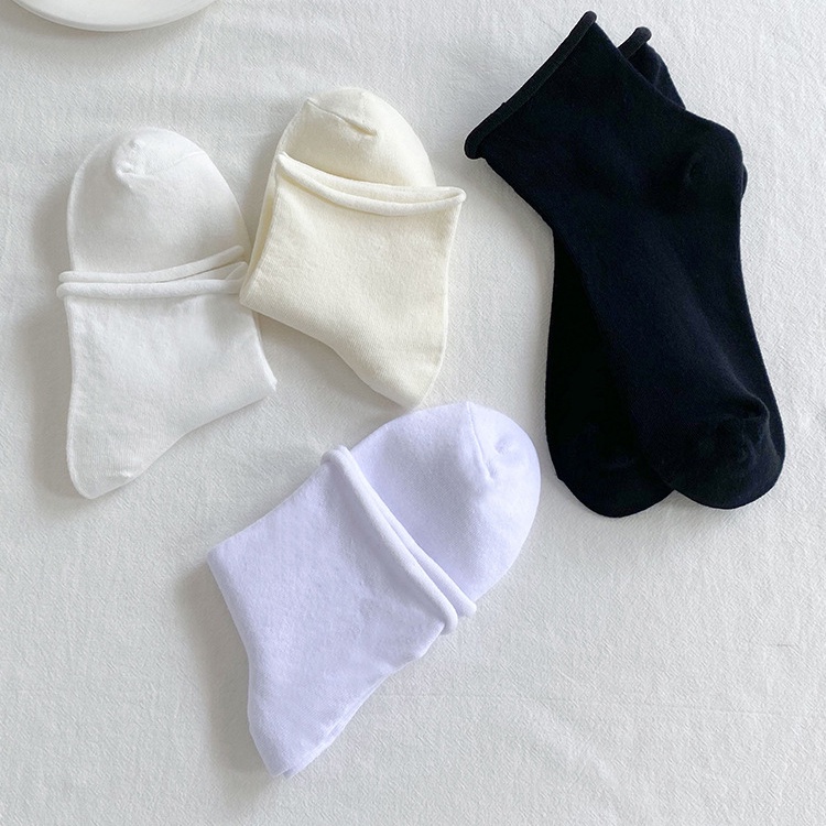 FHYL Vớ Cotton Ngắn Màu Sắc Đơn Giản Phong Cách Nhật Bản Thời Trang Thu Đông Cho Nữ