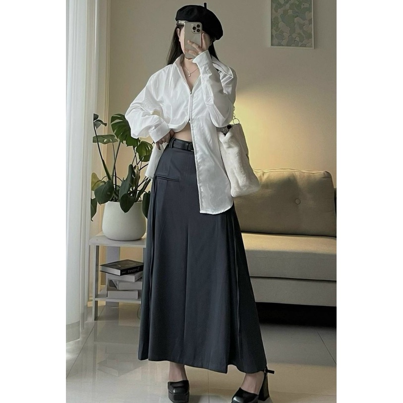 Chân Váy Ulzzang Dài Xếp Ly Hottrend Mã CV062