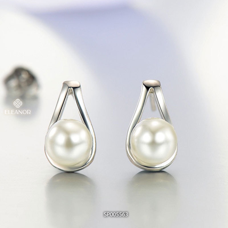 Bông tai nữ chuôi bạc 925 Eleanor Accessories đính ngọc trai nhân tạo phong cách basic phụ kiện trang sức 5563