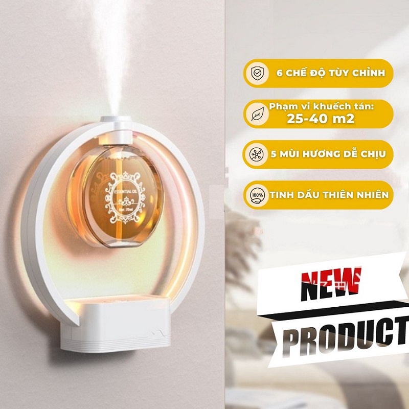 Máy xông tinh dầu phòng ngủ,Máy Xịt Thơm Phòng Tự Động,Đèn Xông Tinh Dầu,Tích Hợp Đèn Ngủ,Thơm Phòng,6 mùi