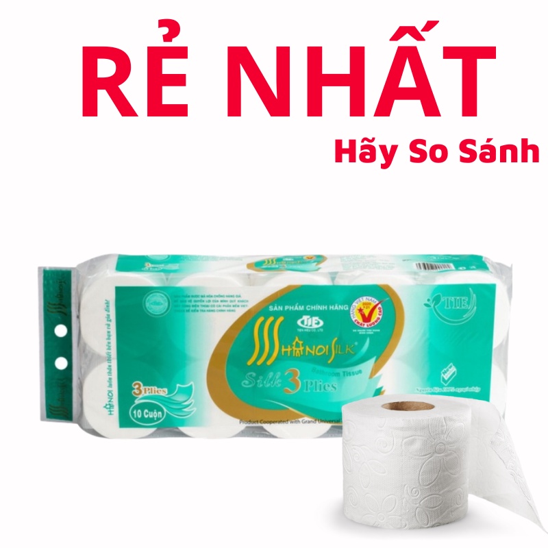 giấy vệ sinh Hà Nội bịch 10 cuộn không lõi có lõi siêu dai siêu mịn ~ MÃ : 005