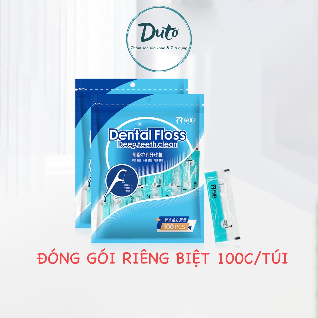 Chỉ nha khoa bỏ túi 100 chiếc,đóng gói riêng từng chiếc