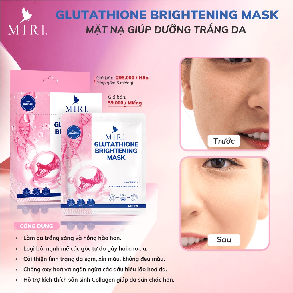 MẶT NẠ GIÚP DƯỠNG TRẮNG DA - GLUTATHIONE BRIGHTENING MASK