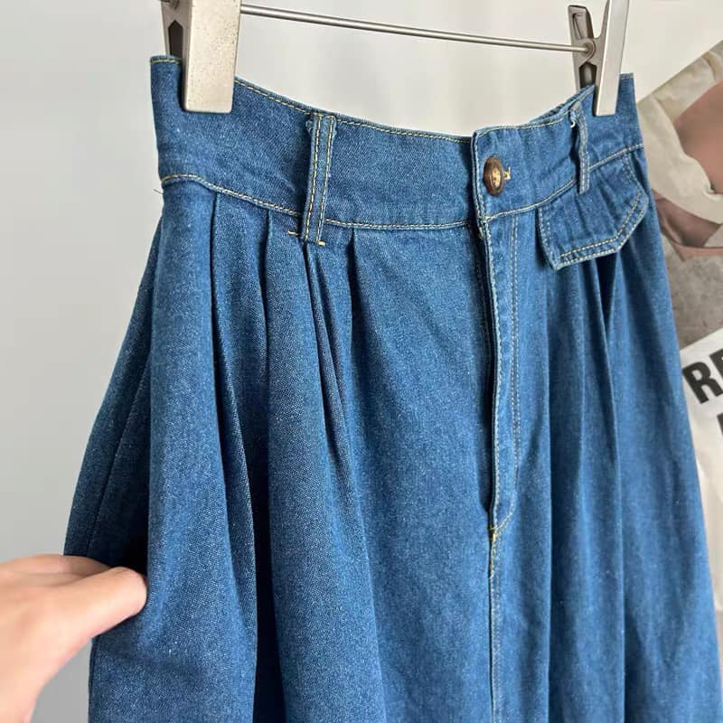 Chân váy bò denim dài xòe