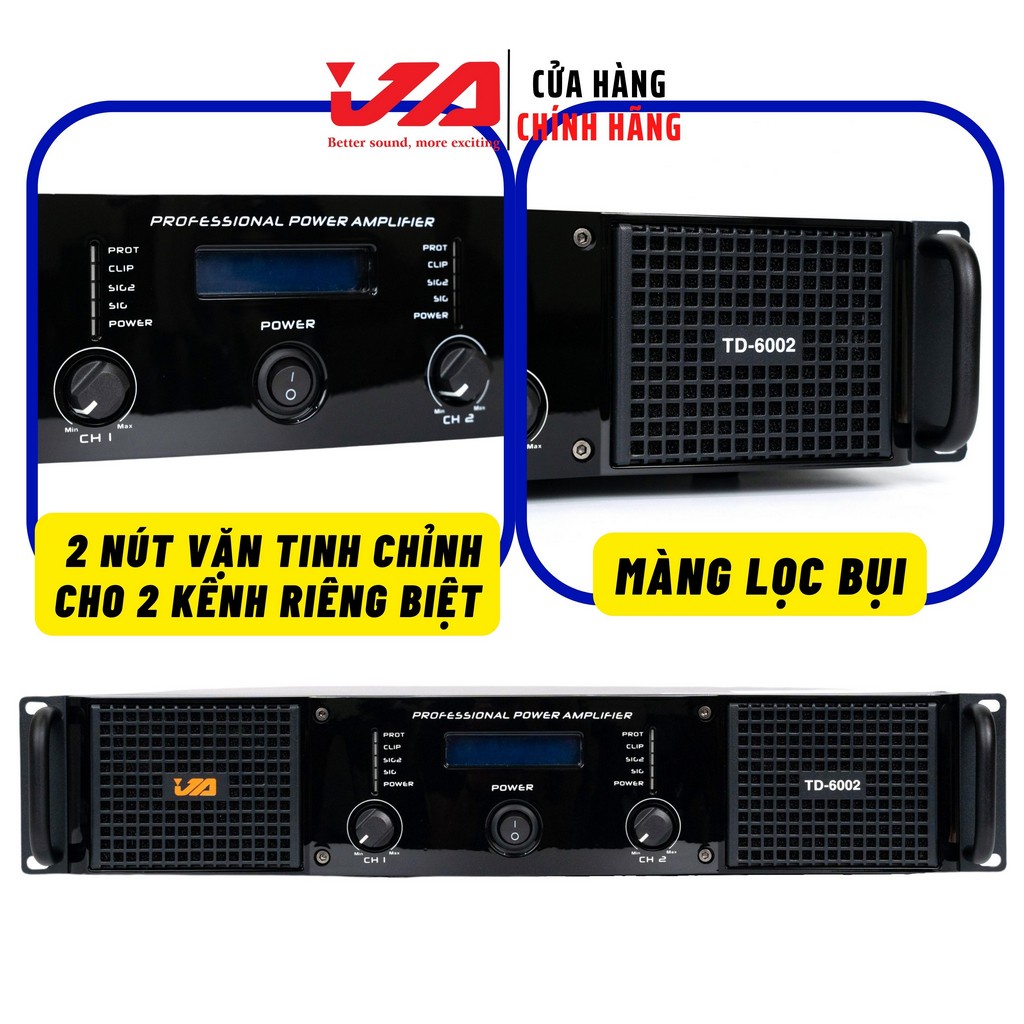 Cục Đẩy Công Suất 2 Kênh JA TD-6002 Chính Hãng 1800W-Nguồn Xuyến-Karaoke Gia Đình, Sự Kiện, Tặng 10M Dây Loa - JA Audio