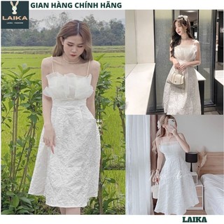 Đầm trắng 2 dây dự tiệc sang chảnh - Váy hai dây ngọc thiết kế tiểu thư xinh xắn thời trang hàn quốc hot- LAIKA V20
