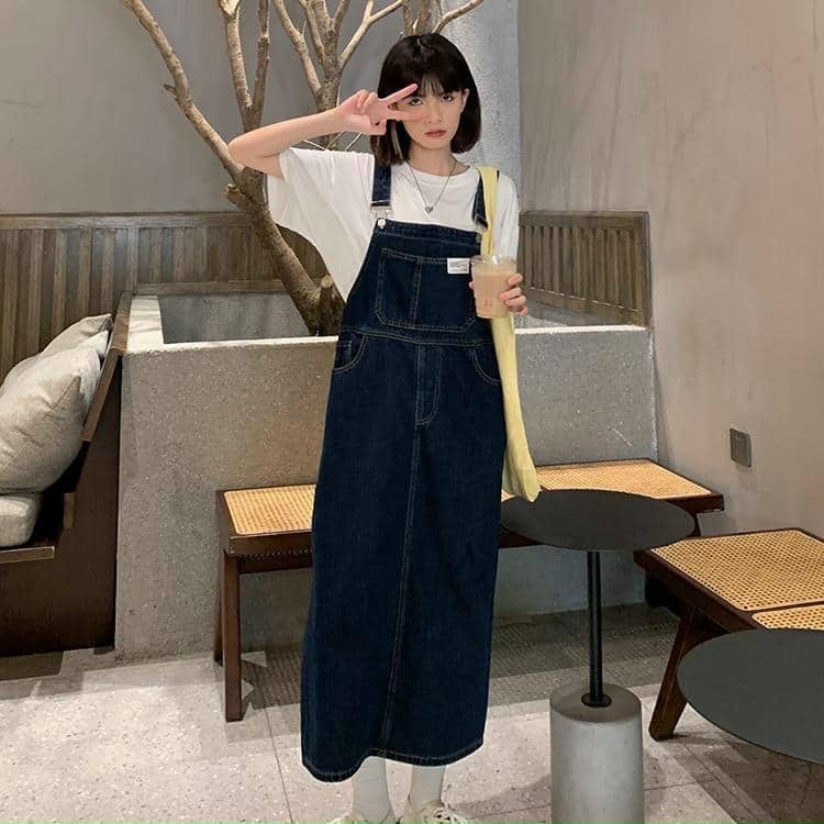 ✨BÁN SỈ✨Yếm JEANS đậm khoá kim loại