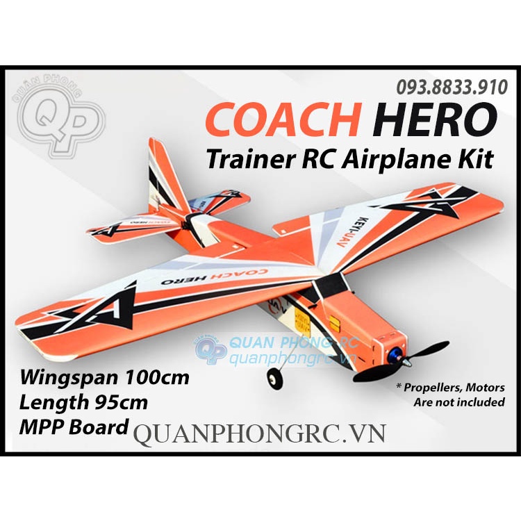 Kit Máy Bay Trainer COACH HERO Dẻo Sơn Sải 100cm (Không Gồm Đồ Điện)