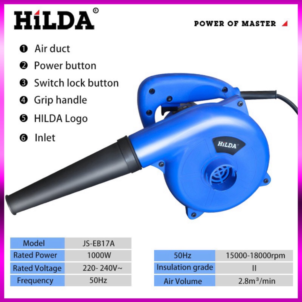 Máy thổi lá cây,Máy thổi bụi Hilda 1000w động cơ lõi đồng chuyên thổi bụi cầm tay máy tính