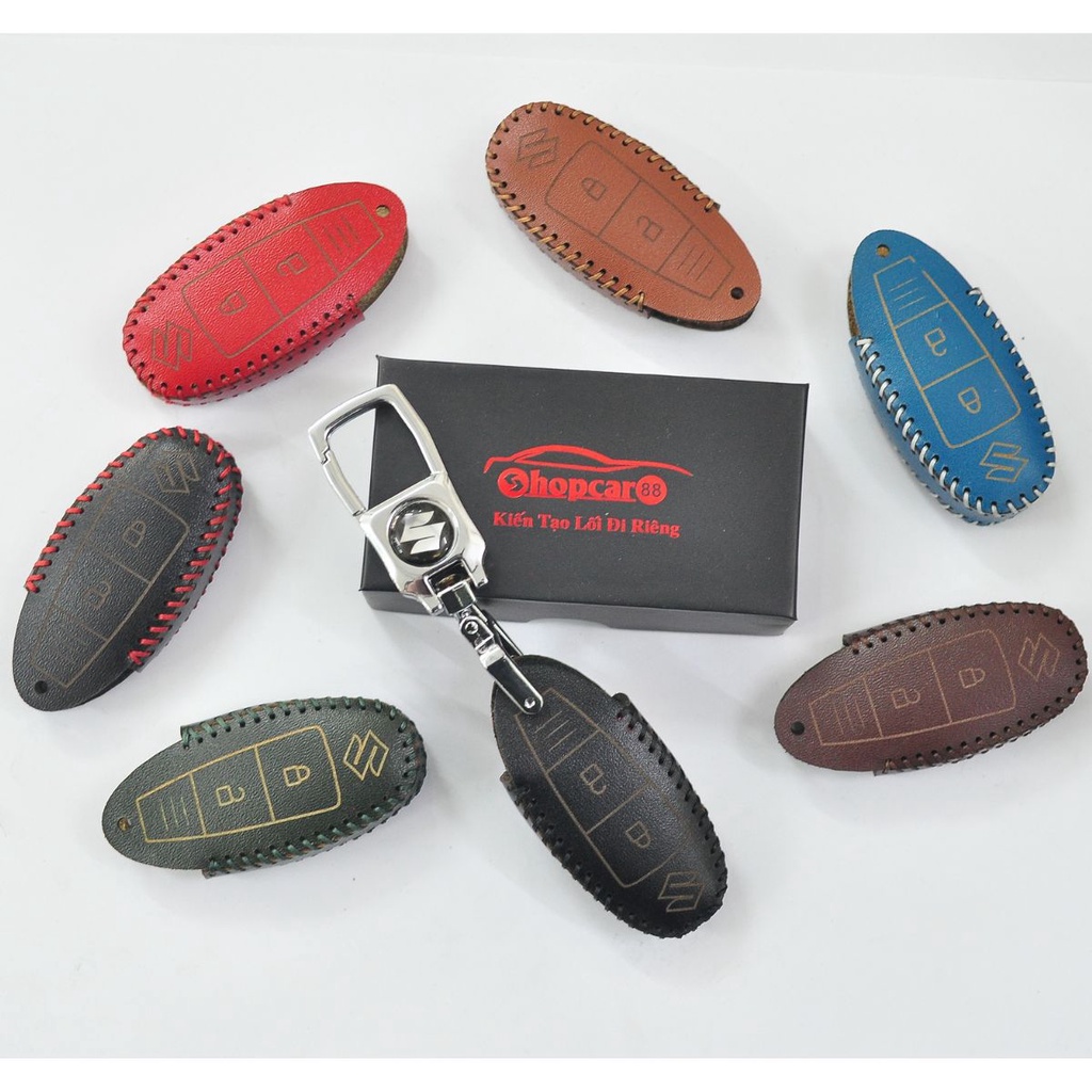 Bao Da chìa khoá xe Suzuki Ciaz, Swift, Ertiga, XL7... mẫu chuẩn như hình. Da bò thật nhiều màu