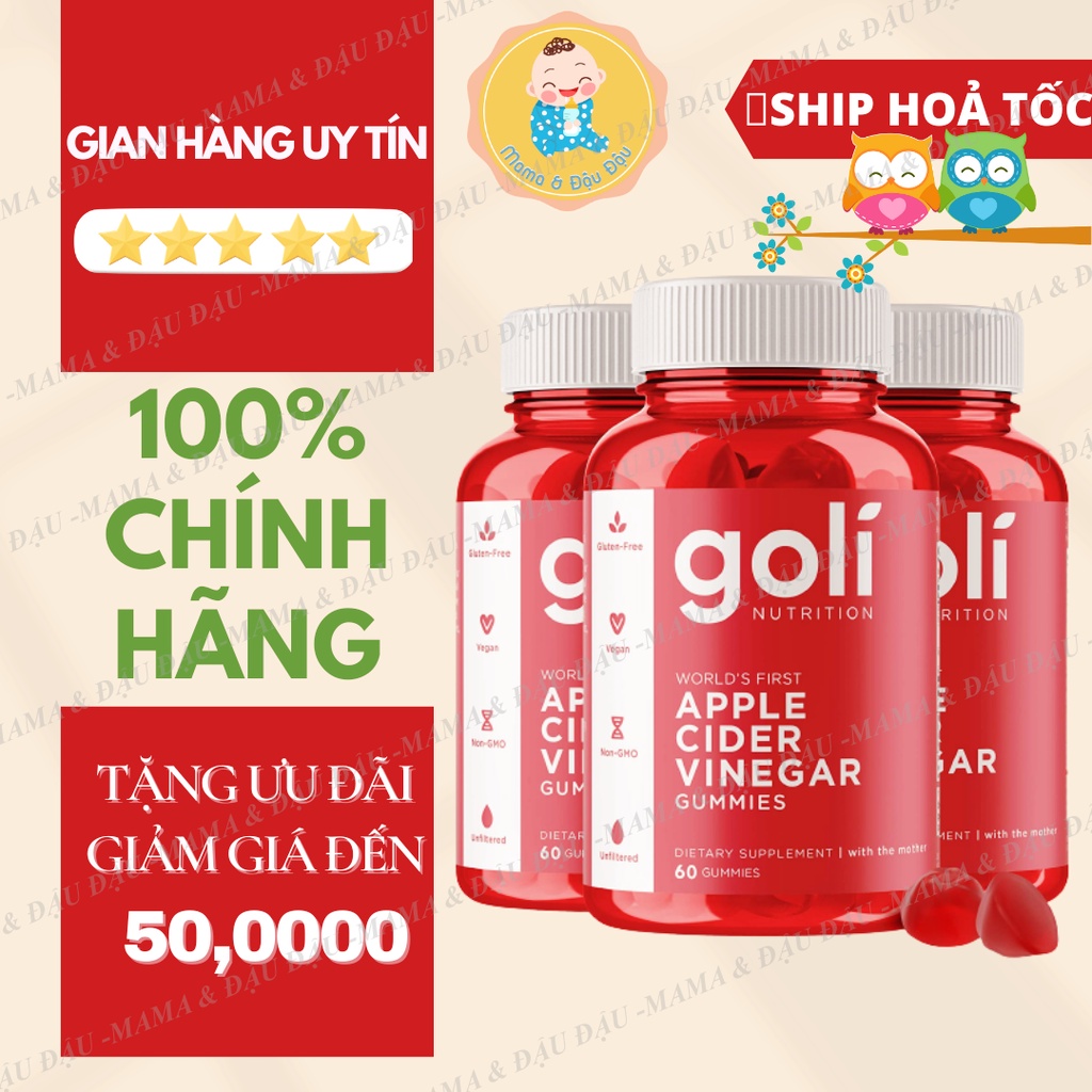 KẸO DẺO GIẤM TÁO GOLI APPLE CIDER VINEGAR GUMMIES GIẢM C.Â.N DỄ DÀNG HIỆU QUẢ