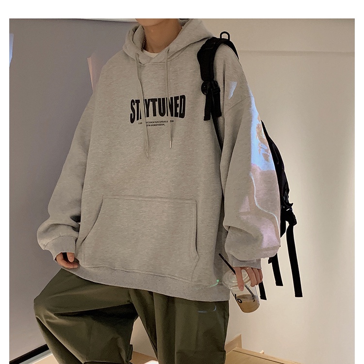 Áo Hoodie in chữ STAYTUNED FKZ unisex form rộng chất nỉ bông cao cấp