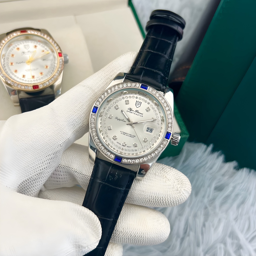 Đồng Hồ - Đồng Hồ Nam Olympianus - Dây Da Cao Cấp - Máy Pin Kim Trôi  - Bảo Hành 12 Tháng