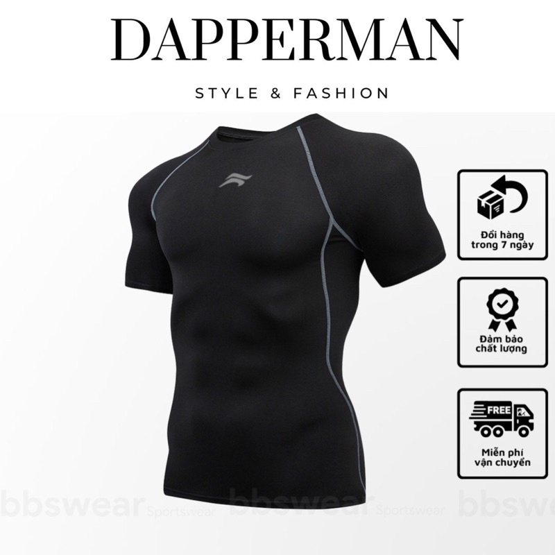 Áo thể thao nam tay ngắn thun co dãn ôm body mặc tập gym vận động thể thao DAPPERMAN