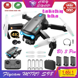 Flycam mini S98 - Máy bay điều khiển từ xa trang bị cảm biếm chống va chạm trên không, flycam Camera kép 4k bay lâu 20p