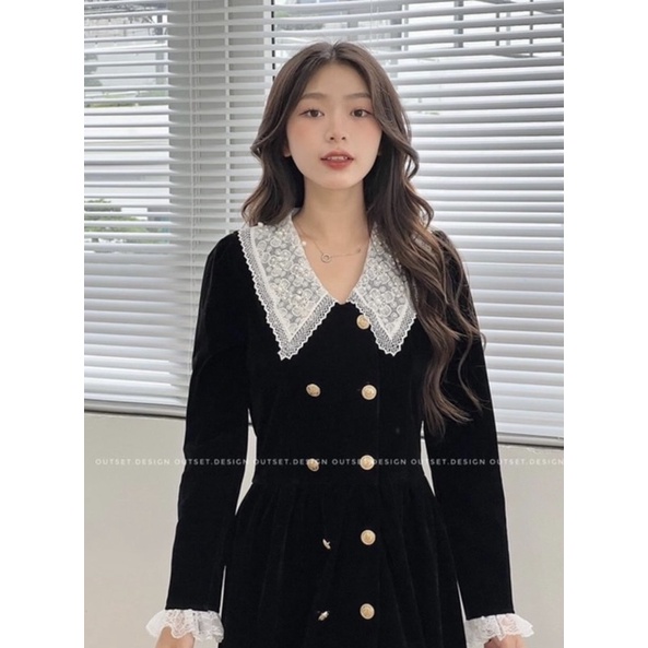 OUTSET - Váy nhung dáng trenchcoat siêu tiểu thư