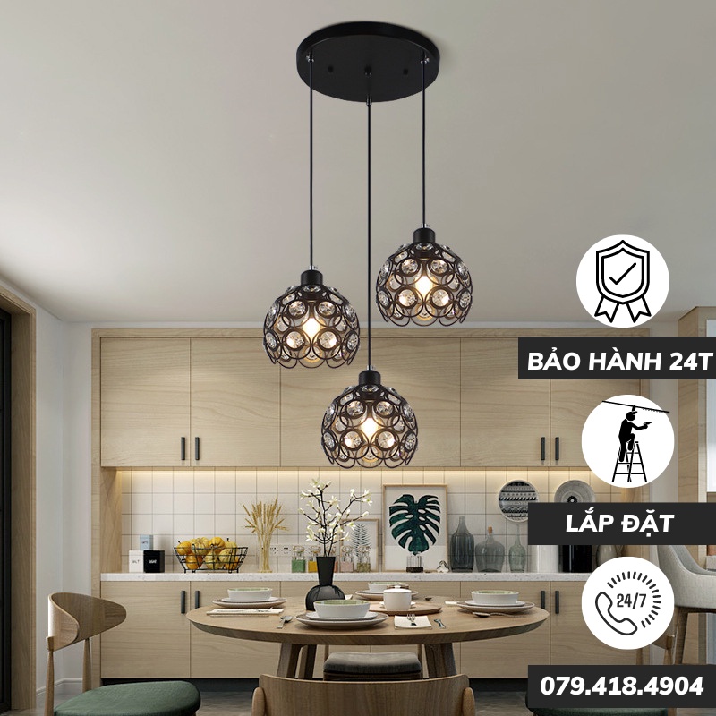 Đèn thả trần trang trí nhà ăn 3 chùm tách lẻ 3 chế độ sáng hoa văn SÁNG TẠO ĐỘC ĐÁO BH 2 năm (có bán lẻ)