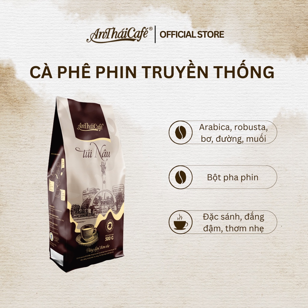 Cà phê bột arabica và robusta truyền thống Dak Lak vị đắng đậm túi nâu An Thái Cafe