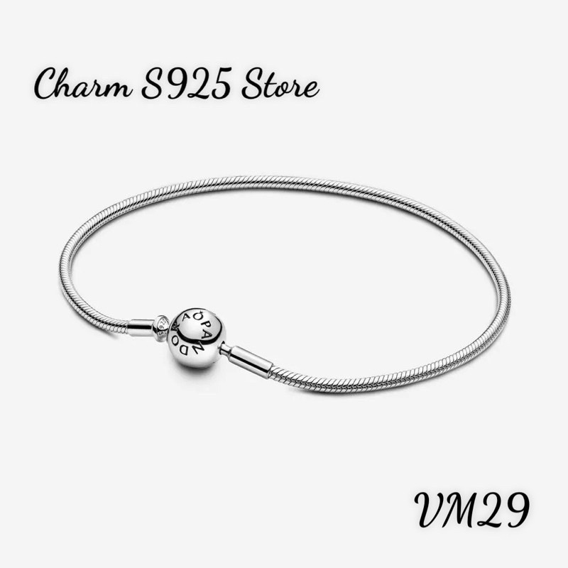 VÒNG TAY PAN ME ALE KHOÁ TRÒN LOGO BẠC S925 THUẦN KHIẾT HÀNG CAO CẤP