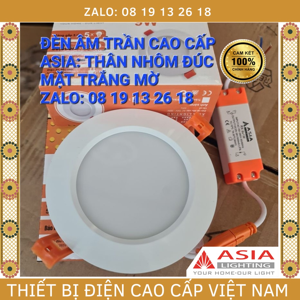 Đèn led âm trần Asia nhôm đúc, mặt trắng mờ, 7w, 9w, 12, nhiều chế độ ánh sáng