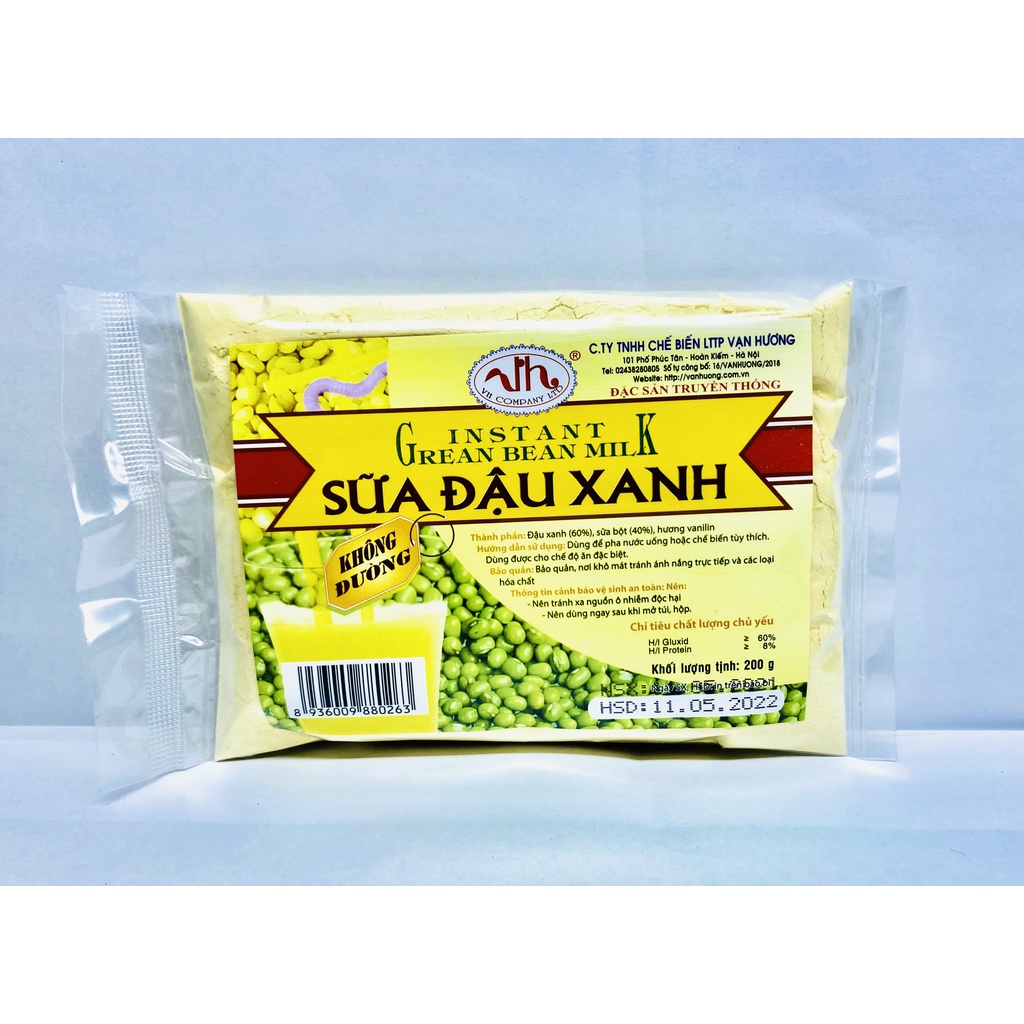 Sữa đậu xanh Vạn Hương túi 200g (có đường/không đường