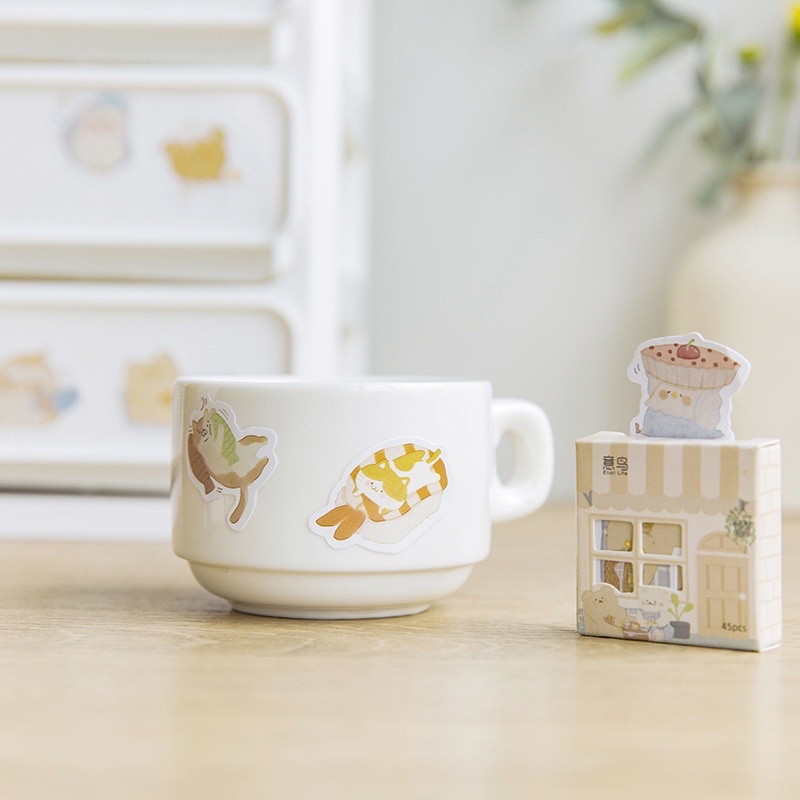 Hộp sticker 45 miếng dán trang trí hoạ tiết kiểu dáng hoạt hình dễ thương hình ngôi nhà