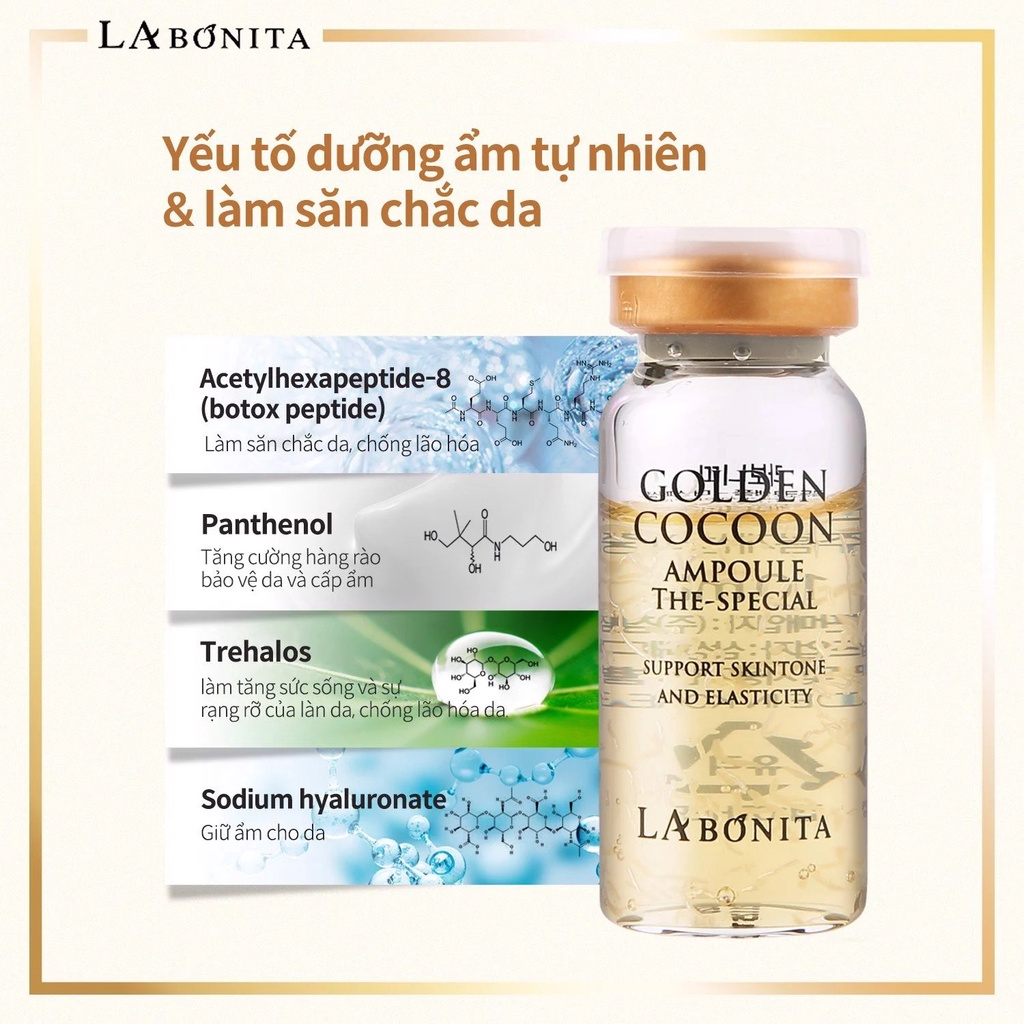 [Set 4 Chai] Tinh chất kén tằm vàng La Bonita Golden Cocoon Ampoule The-Special 10ml/chai