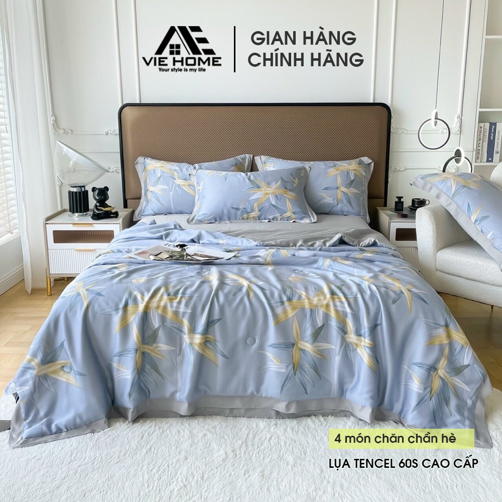 Bộ chăn ga gối Lụa Tencel 60S VIE HOME - Bedding mềm mịn thấm hút full hộp nhập khẩu cao cấp M6/M8