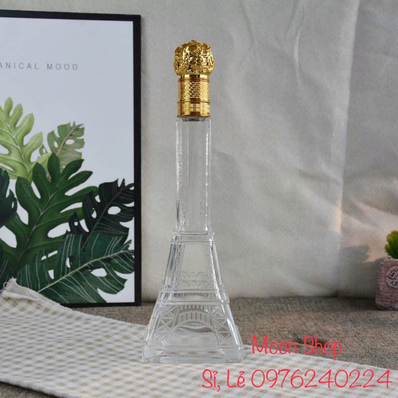 Chai, Bình Đựng Rượu Thuỷ Tinh Đẹp Cao Cấp Mẫu Tháp Eiffel 500ml