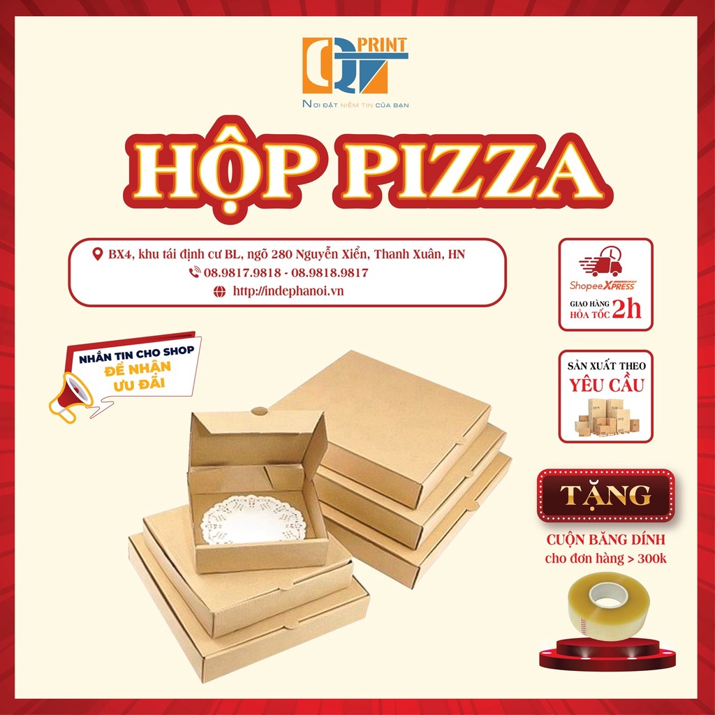Mua Hộp Pizza 2 Mặt Nâu Đầy Đủ Kích Thước Chất Liệu Dày Dặn Cứng Cáp ...
