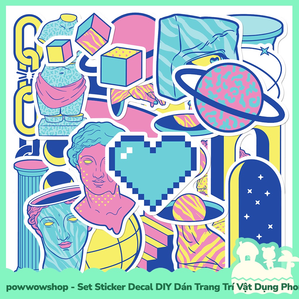 [Sẵn VN - Hỏa Tốc] Set Bộ 20/22/25/50/60 Miếng Sticker DIY Chống Thấm Nước Dán Trang Trí Vật Dụng Chủ Đề Yoga, Horoscope