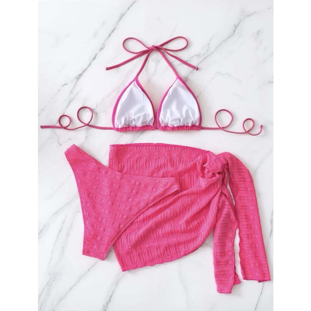 Bộ Bikini Ba Mảnh Màu Sắc Thời Trang Gợi Cảm Cho Nữ