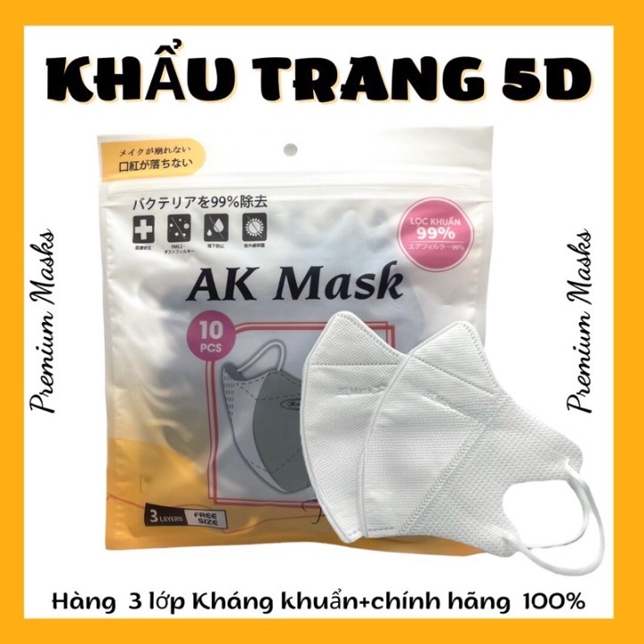 [ Hộp 100 Cái ] Khẩu Trang 5D AK Mask 3 Lớp Kháng Khuẩn Kiểu Dáng Thời Trang Hàng Chính Hãng