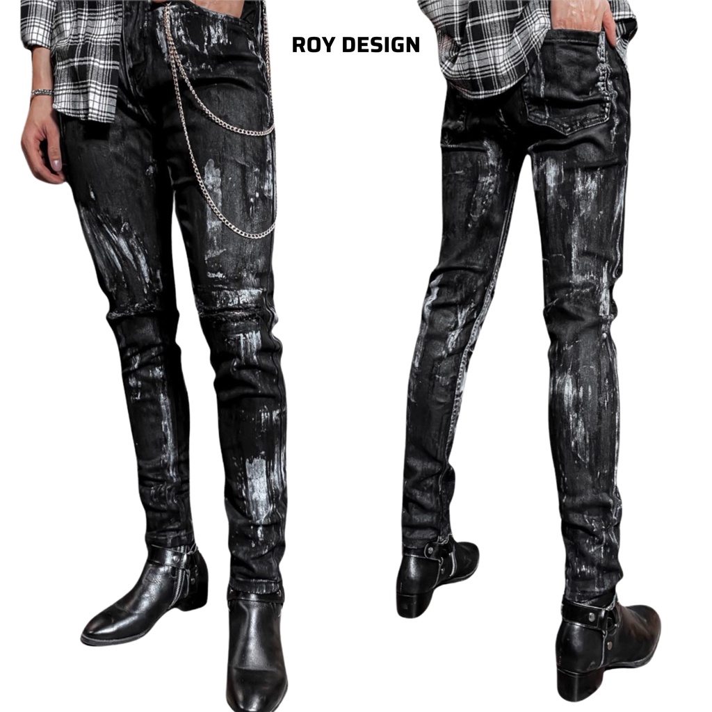 Quần Denim Jean wax - WAXED Đen Trắng D1 cao cấp fom skinny / Roy Design