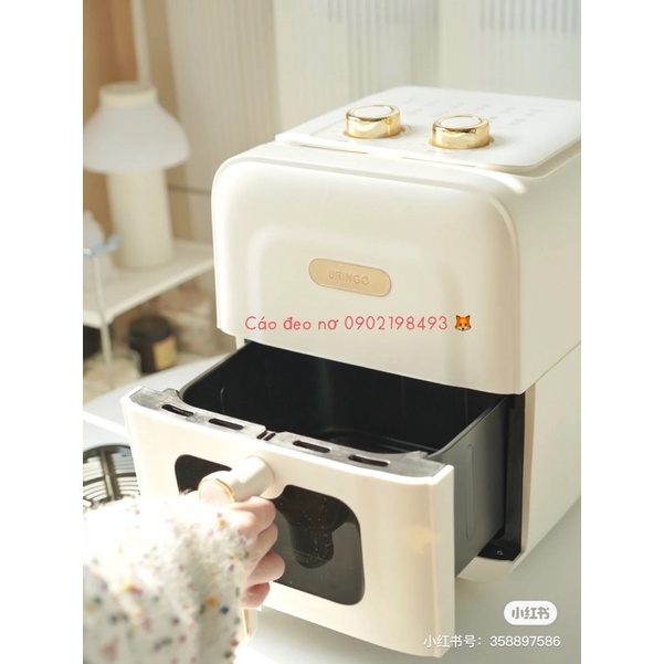 Nồi Chiên Không Dầu URINDGO Cao Cấp Dung Tích 6L Mẫu Mới Nhất 2023 Bảo Hành 12 Tháng - Cáo Đeo Nơ